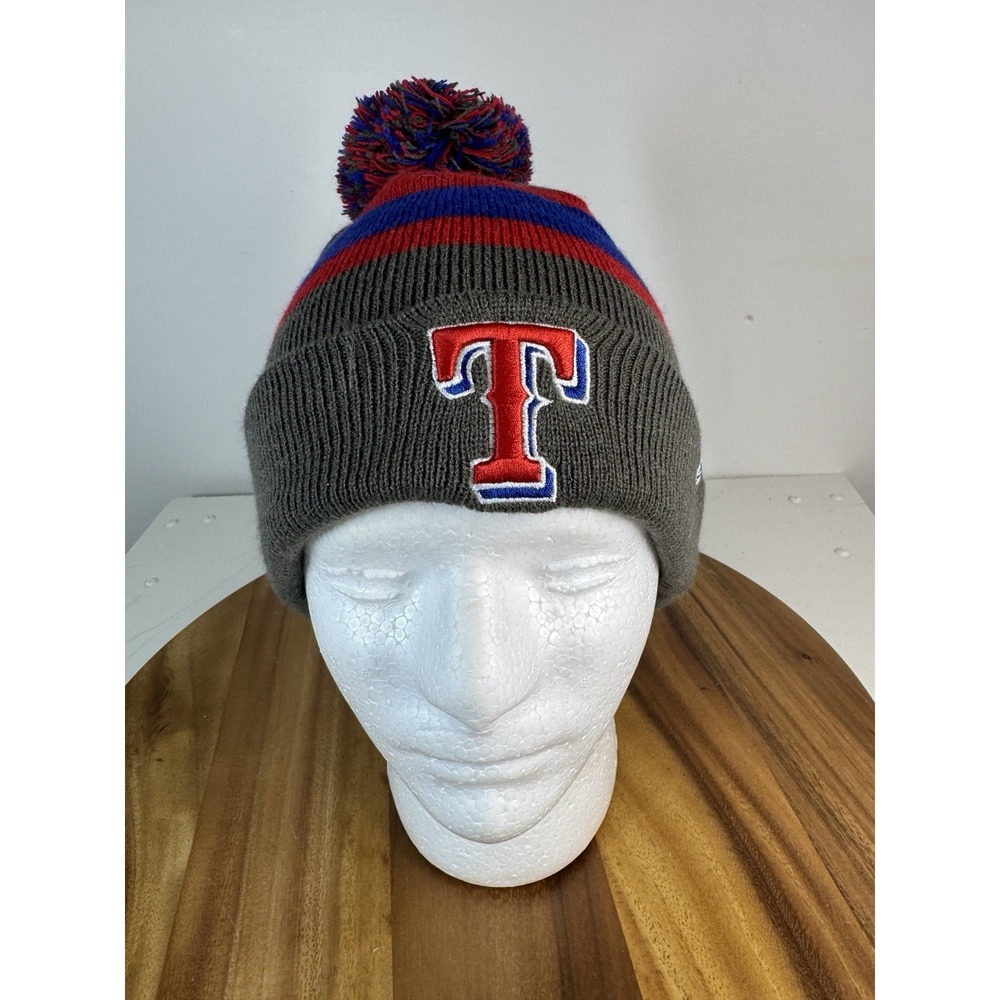 Texas Rangers Winter Hat CUFFED New Scull Cap pom pom MLB Genuine Merchandise